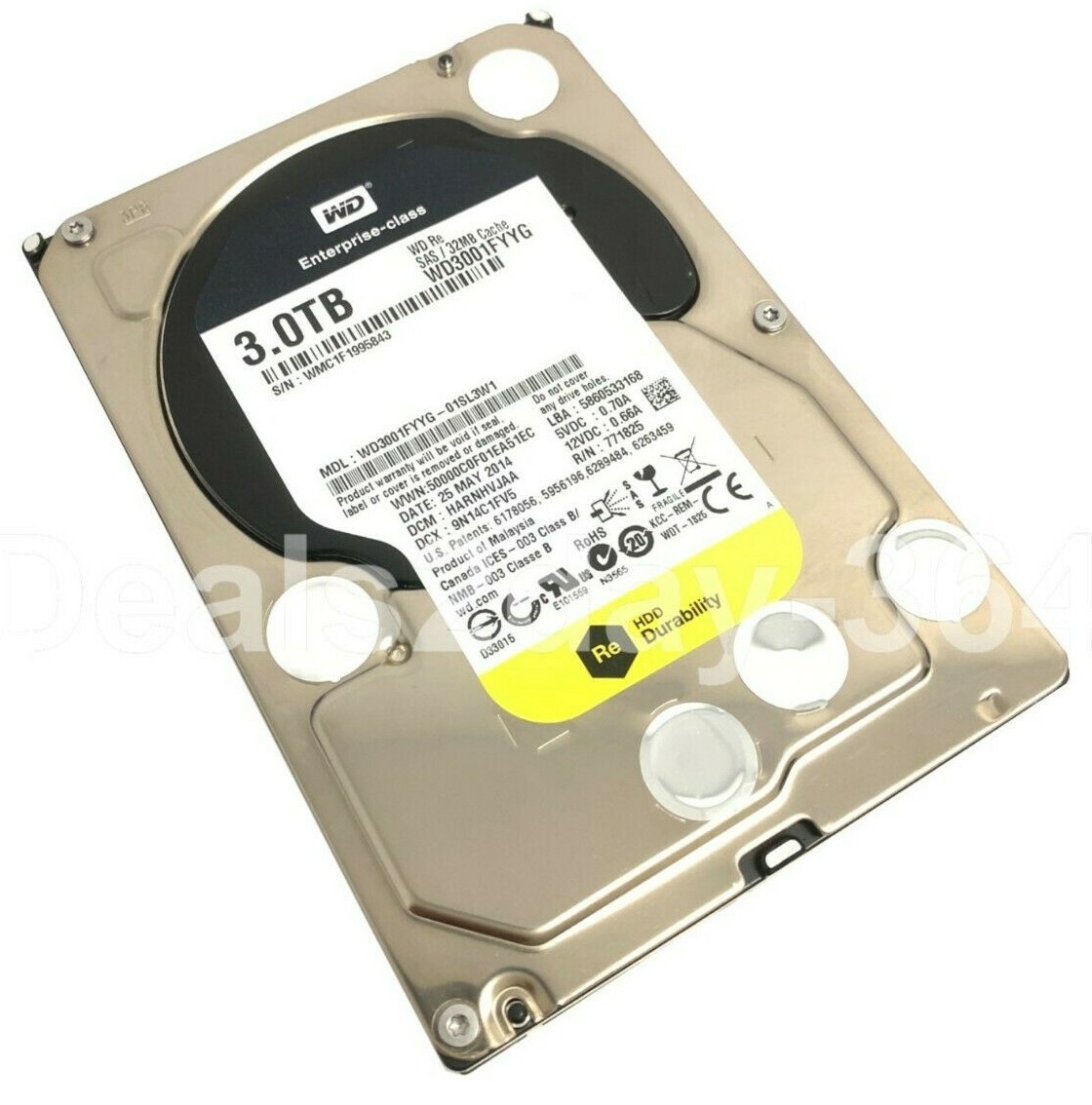 Western Digital 3TB 3.5 " Disco Rigido WD3001FYYG 7200RPM 32MB Cache SAS 6Gb/S