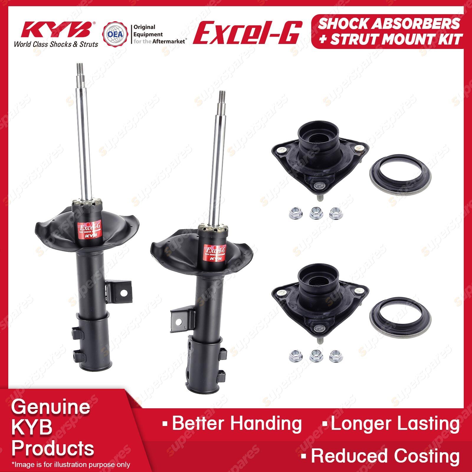 Complete Rear Shock & Sway Bar Kit For Hyundai Elantra - Includes 2 Shocks, 2 Sway Bar End Links
