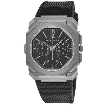 New Bulgari Octo Finissimo Chronograph GMT Black Dial Men's Watch 103371