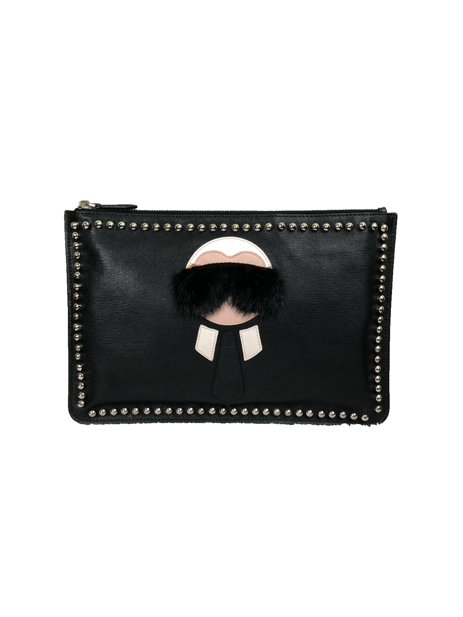 Fendi Karl Lagerfeld Studded Black Clutch Bag | eBay