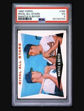 1960 TOPPS BASEBALL #160 - MANTLE & BOYER  - RIVAL STARS - PSA 3  VG