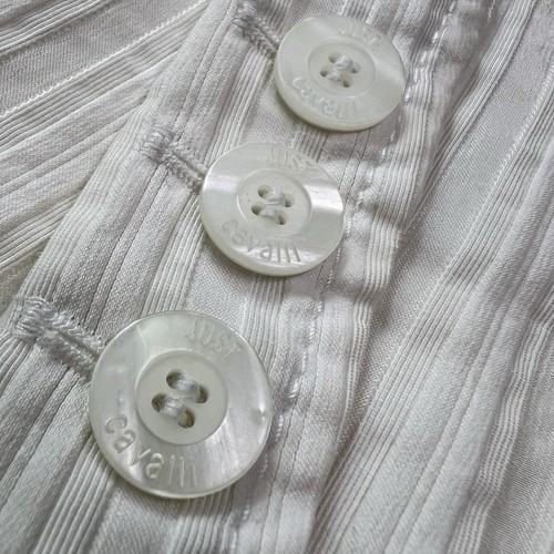 Roberto Cavalli Just CAVALLI Blazer 42 Off White Baumwolle Knopf Jacke Italy - Bild 8 von 10