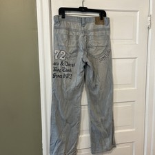 Vintage Ecko Unltd Jeans Mens 32x32 Blue Baggy Wide Leg Graffiti Skater Rap LS 