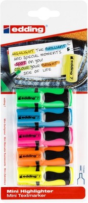 Edding 7 Textmarker Mini 5 Highlighter in Neonfarben sortiert 1-3mm