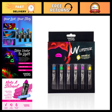 UV Blacklight Lipstick 6 Color Variety Pack - Glow in Dark Makeup for Parties, C
