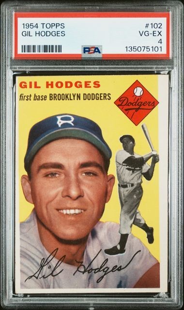 1954 Topps Gil Hodges #102 Brooklyn Dodgers Graded PSA 4 VG-EX