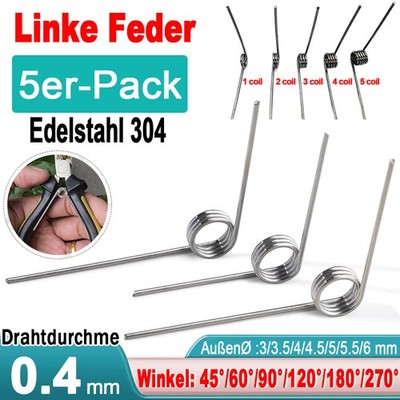 Schenkelfeder Ø 0.4mm Torsionsfeder Edelstahl Drehfeder Spannfeder Linke Feder
