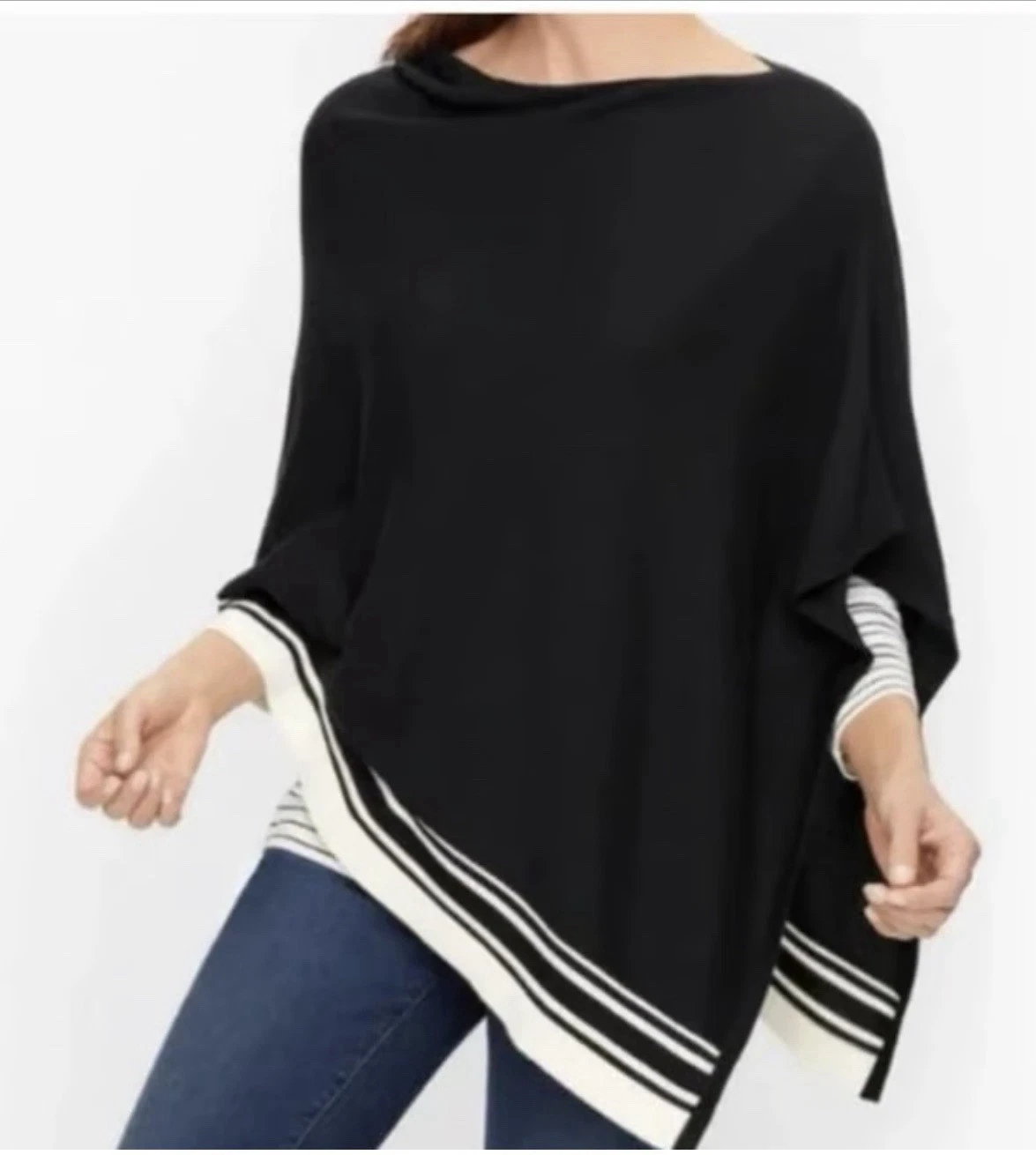 Talbots Minimalist Lightweight Knit Poncho Womens M/L Asymmetric Spring Layers