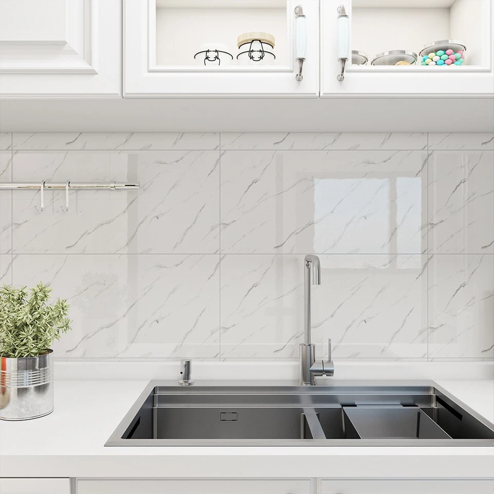 40pcs Gray Marble Peel and Stick Waterproof Wall Panels PVC Foam Wall Sticker - Image 4 of 4