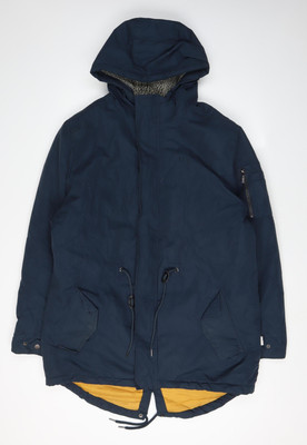 Lee Cooper Parka Jacke Herren Blau mit Kapuze L