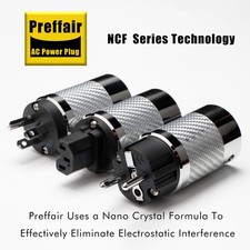 Pair US/EU AC Power Plug Carbon Fiber Rhodium Plated IEC320 C15 HiFi Connector