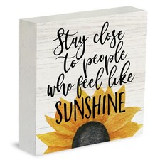 Country Sunflower Wood Sign, Farmhouse Desk Decor, 5x5 Inch