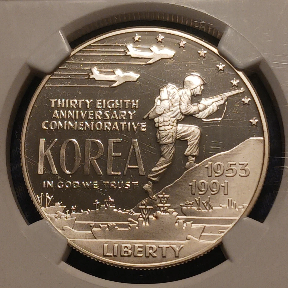 1991 P Korean War Commemorative Silver $1. NGC PF-69 Ultra Cameo. SILVER PROOF - Image 3 of 4