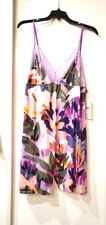Linea Donatella Women's Printed Lace-Trim Chemise - Purple Multi Sz X-Large