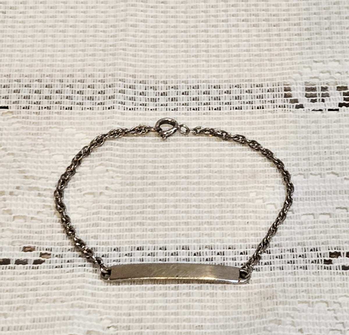 Vintage Speidel USA ID Bracelet Silver Tone Engraved Intials *READ