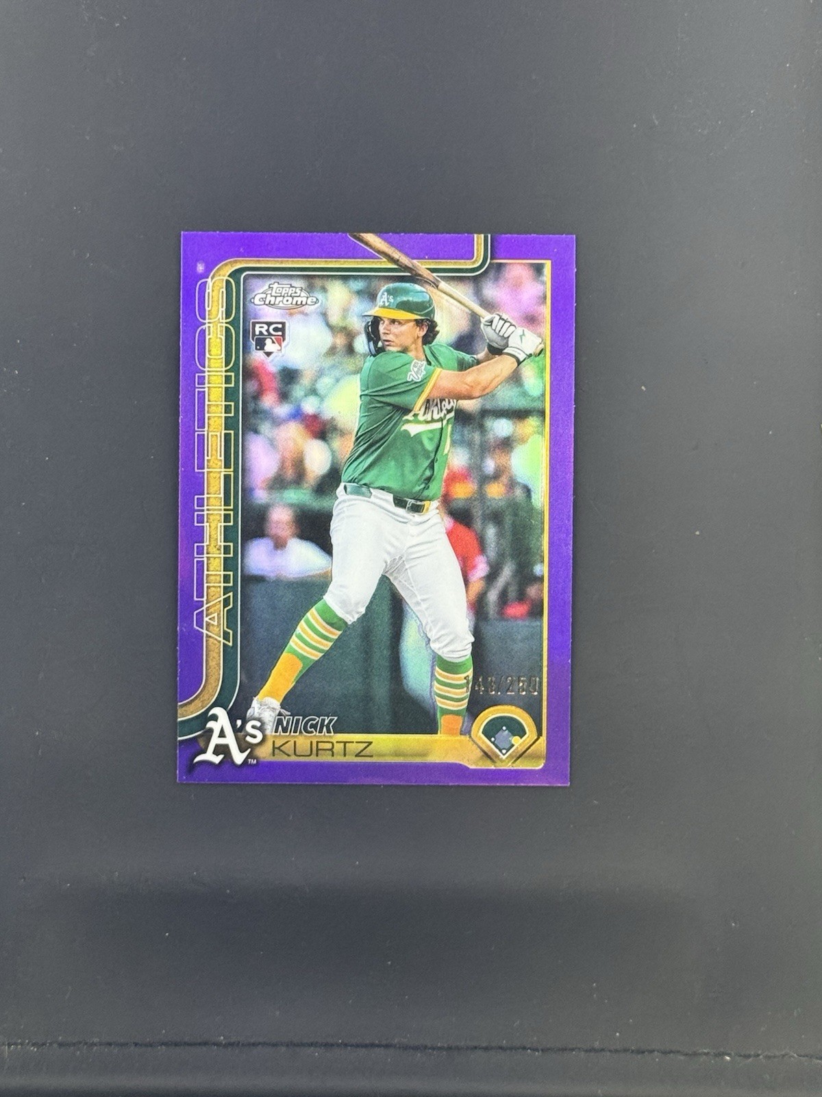 2025 Topps Chrome Update Purple Refractor NICK KURTZ RC A's /250 USC178
