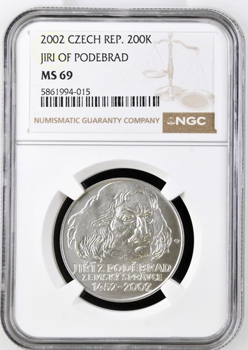 2002 Czech Republic Jiri of Podebrad 200K Korun George of Poděbrady NGC MS 69