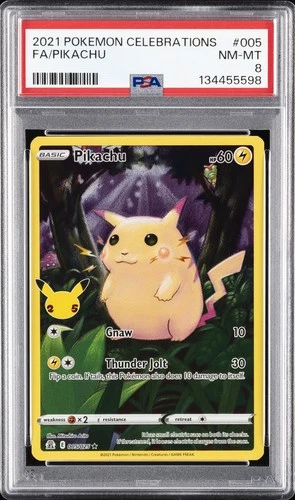 2021 POKEMON CELEBRATIONS #005 FULL ART/PIKACHU PSA 8