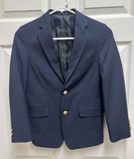 Ralph Lauren CHAPS Boys Sz 10 R Navy Blue Blazer Jacket Sportcoat Gold 2 Button