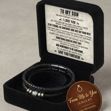 To My Son Gift for Son Bracelet Love from Mom, Dad Forever Birthday, Graduation