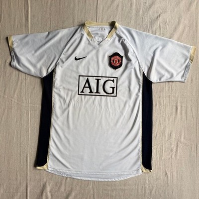 Vintage Nike Manchester United Football Jersey Men's L 2006-2008 Away AIG White