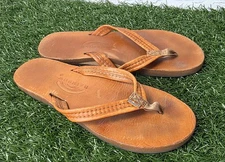 Rainbow Sandals Buckskin Brown Leather Double Layer Arch Support Womens 10.5 11