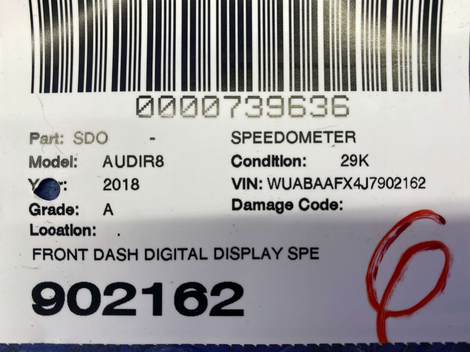 2017-2023 AUDI R8 V10 4S RWS OEM FRONT DASH DISPLAY SPEEDOMETER 4S0920890D