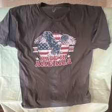 XL - Black L Eagle Graphic Print Patriotic USA Crew Neck T-Shirt