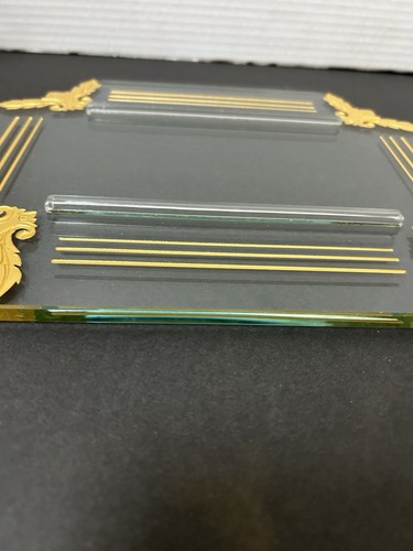 Art Deco Klarglas Gold Design 10,5" x 8 1/2" Waschtisch Tablett. - Bild 6 von 9