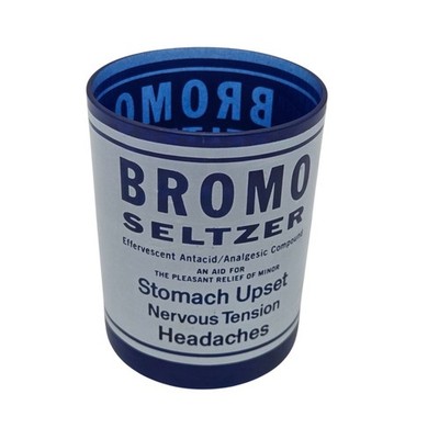 Vintage Bromo Seltzer Cobalt Blue Glass Tumbler Advertising Medicine Bottle Jar