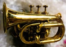 Designer Brass Trumpet  Vintage Bugle mouthpiece  Trumpet pocket 3 horn valve