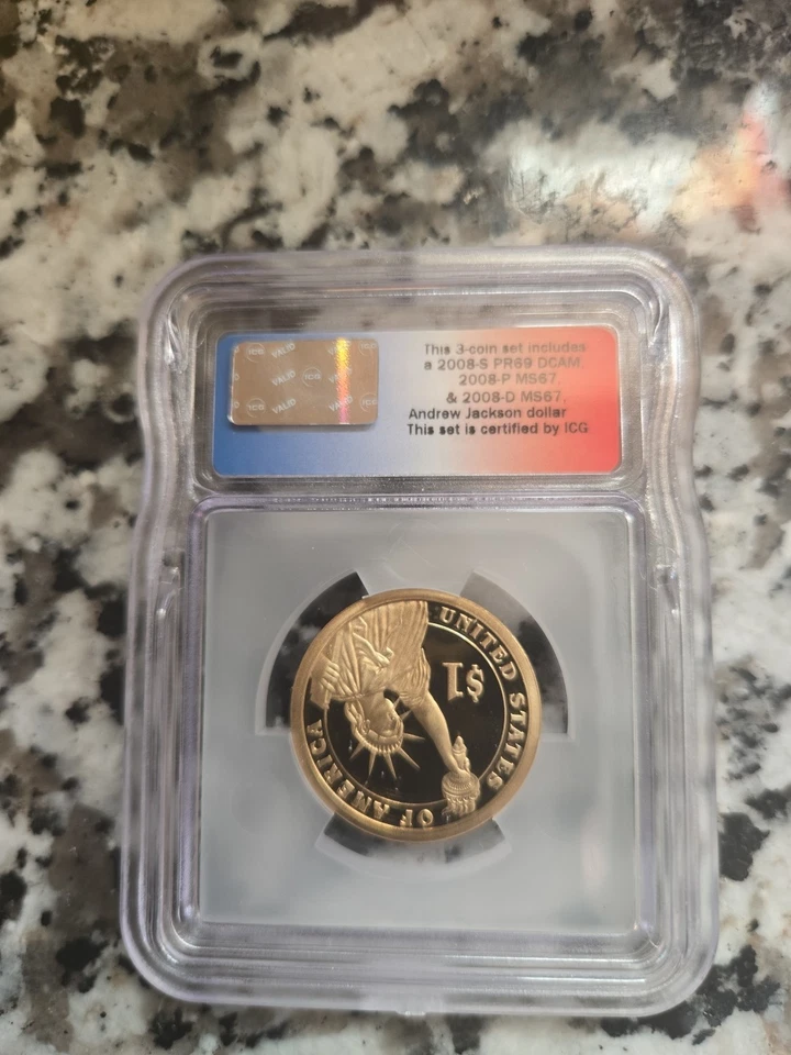 208-S ICG PR69 DCAM Jackson Dollar #0474 Of 9,865 First Day Of Issue - Image 2 of 2