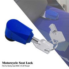 Blue Seat Lock Push Pin 2 Keys Anti Theft Set For Harley Softail Dyna Touring
