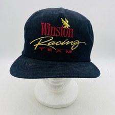 Vintage Winston Racing Team Logo Hat Cap Nascar Script Spell Out Trucker Rayon