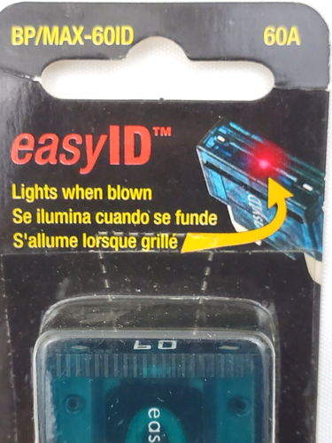 Bussmann MAX-60ID Easy ID 60 Amp 32 VDC Illuminating Maxi Fuse Lights When Blown - Picture 2 of 9