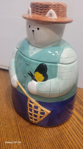 Linda Higgins New In Box Cookie Jar With Butterfly - Picture 7 of 10