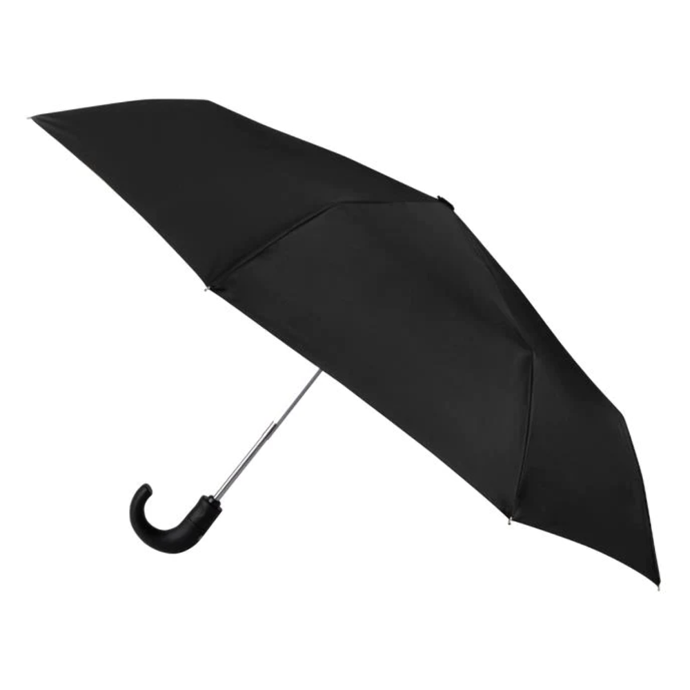 Totes ECO Classic Auto Open & Close Crook Folding Umbrella - Black | 100% Recycl