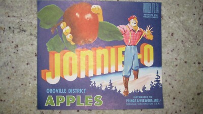 Best Buy!  ORIGINAL FULL SIZE JONNIE-O APPLE WOOD CRATE LABEL OROVILLE, WASH