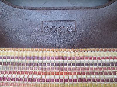 Sac à Main Vintage SOCO En Cuir Et Raphia - Occasion, Style Porté épaule