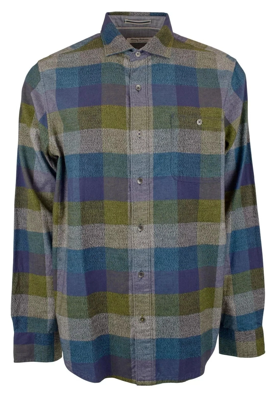 Tommy Bahama Mens Canyon Beach Bonfire Check Flannel Shirt Burnt Olive Small