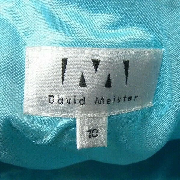 Vestido Vaina David Meister Azul Blanco Estampado Algodón Talla 10 Forrado Sin Tirantes EE. UU. Foto 3 de 4