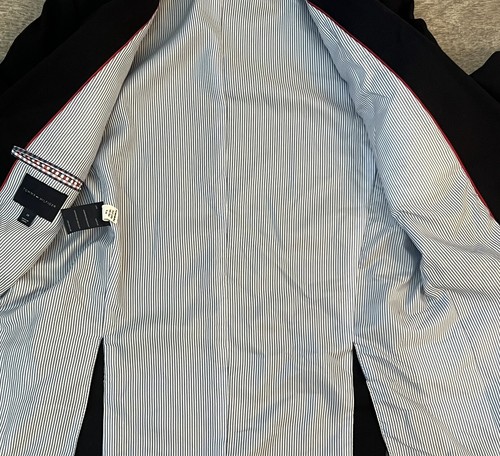 Tommy Hilfiger Blazer Boy’s Size 18 Navy Blue Gold Sport Coat Jacket Preppy - Picture 5 of 12
