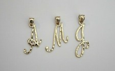 Authentic 14K Yellow Gold Initial Pendant Charm Diamond Cut for Everyone