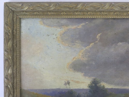 Antique French Landscape Painting Oil On Panel With Frame B5 - Picture 4 of 11