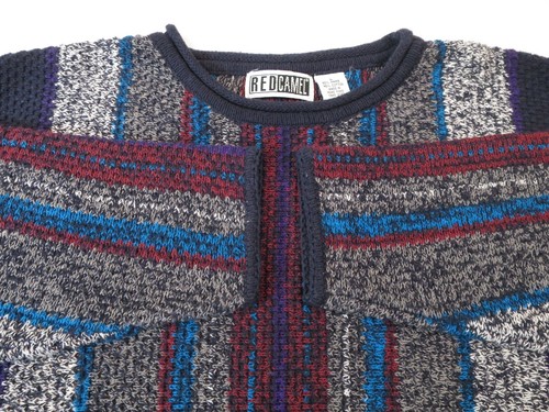 RED CAMEL Vintage 1990's Knit Sweater Skater Surfer Fresh Prince Beach Stripe LG - Picture 7 of 7