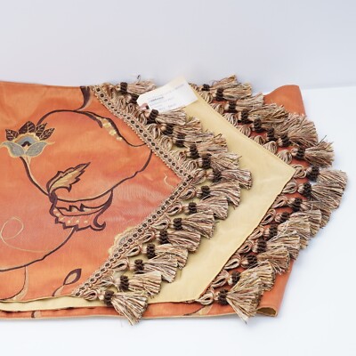 Canaan Co Sorrento Iridescent Lily Fall Spice Table Runner Tassel Reversible 72''
