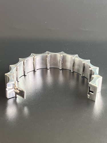 Taxco Mexico Sterling Silver Minimalist Punk Thumbprint Bracelet Cuff 102g - Picture 6 of 13