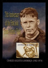 Antigua 2002 - Airplanes, Charles - Souvenir Sheet Stamps - Scott #2574 - MNH