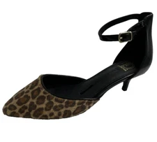 Women's New Direction Taylin Leopard Calf Hair Sling Back Low Heel Size 8