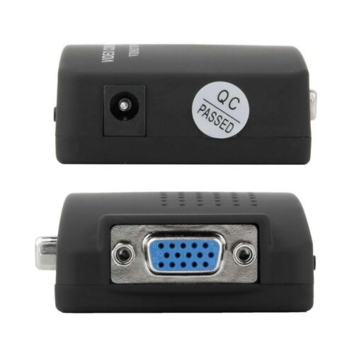 TV RCA Composite S-Video AV IN To PC VGA LCD Out Converter Adapter Box Black - Picture 3 of 12